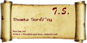 Thomka Surány névjegykártya